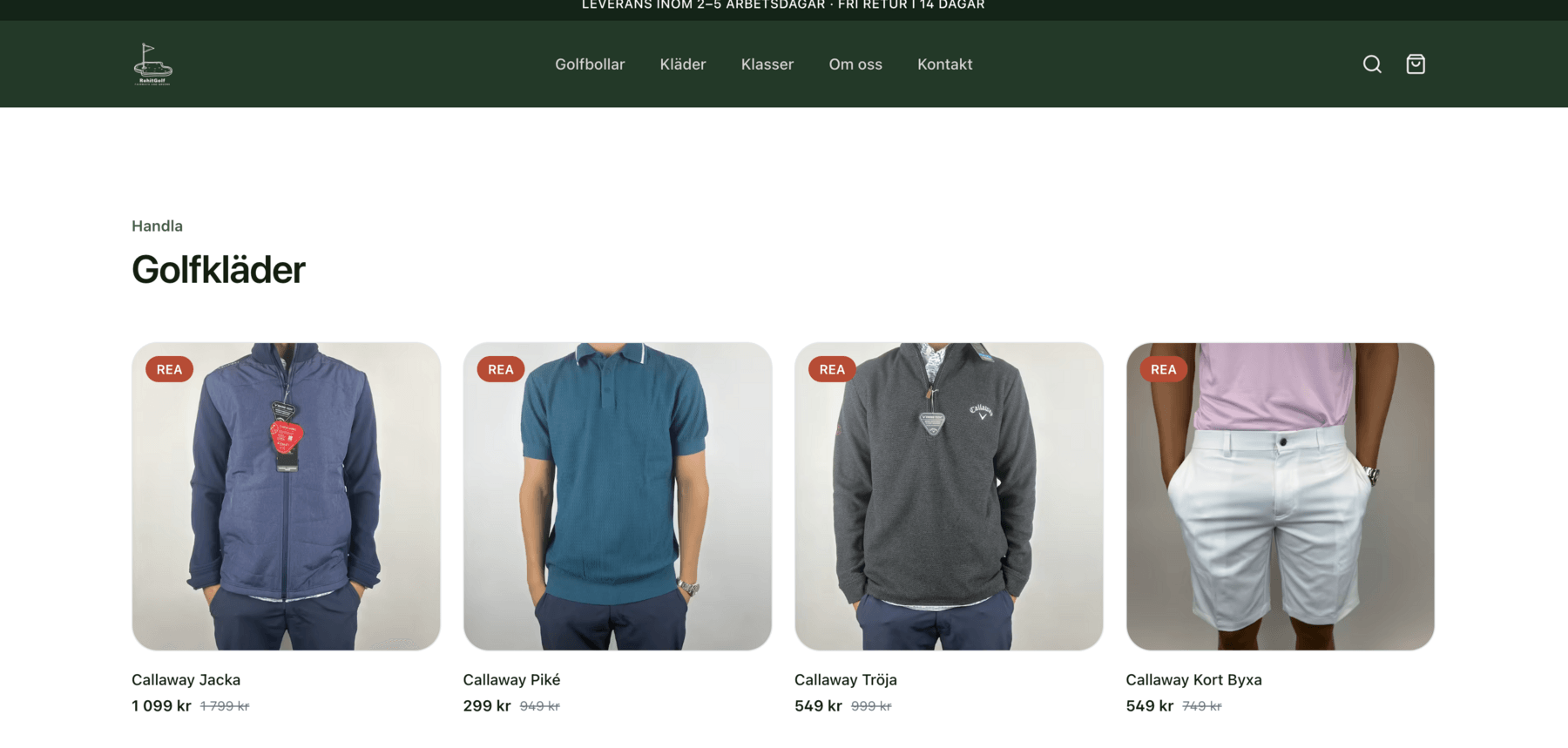 RehitGolf – produktsida med golfkläder